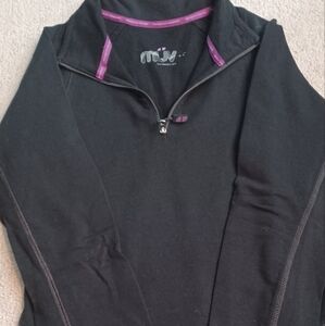 Black cotton quarter-zip pullover